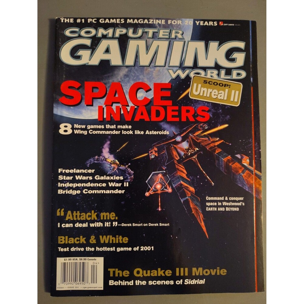 Computer Gaming World April 2001 No Label Unreal II Space Invaders Freelancer